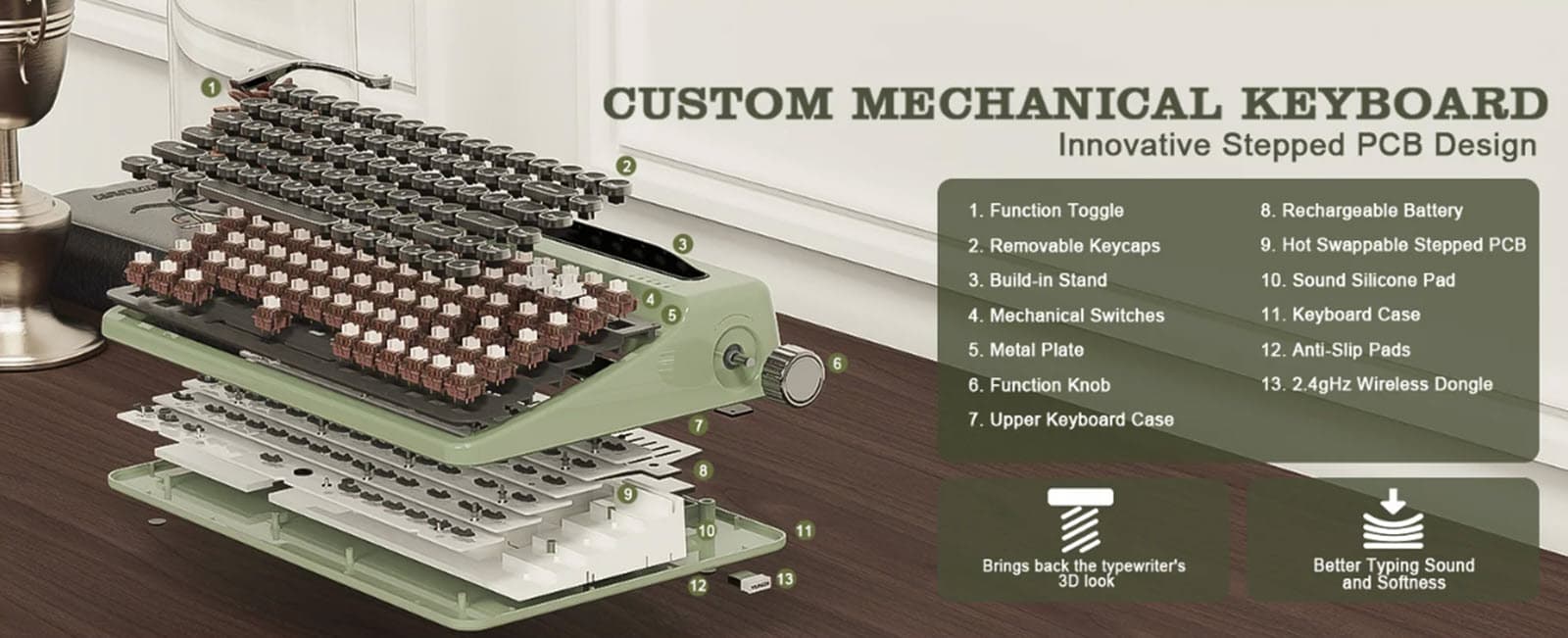 YUNZII QL75 Retro Typewriter Keyboards